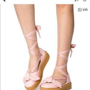 Fenty+Puma Pink Leather Lace up shoes Sz 7.5